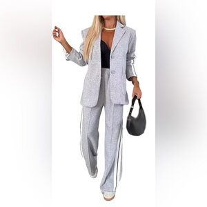 Women's Gray Pants with White Stripe